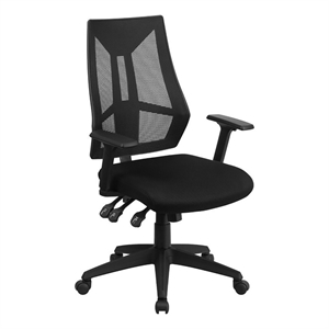scranton & co mesh fabric mid back swivel office chair in black