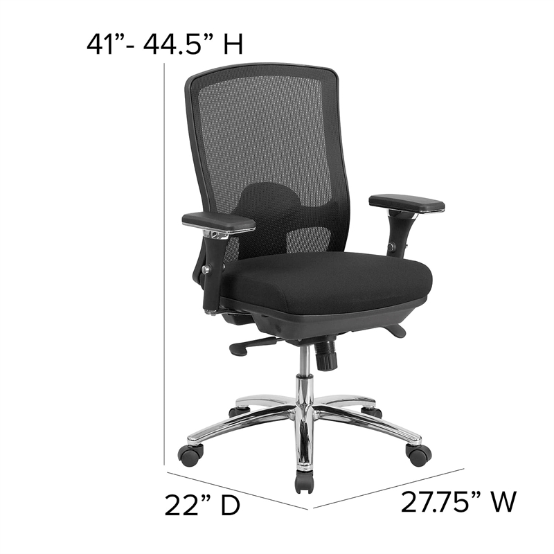 Scranton & Co Big and Tall Fabric Swivel Office Chair in Black