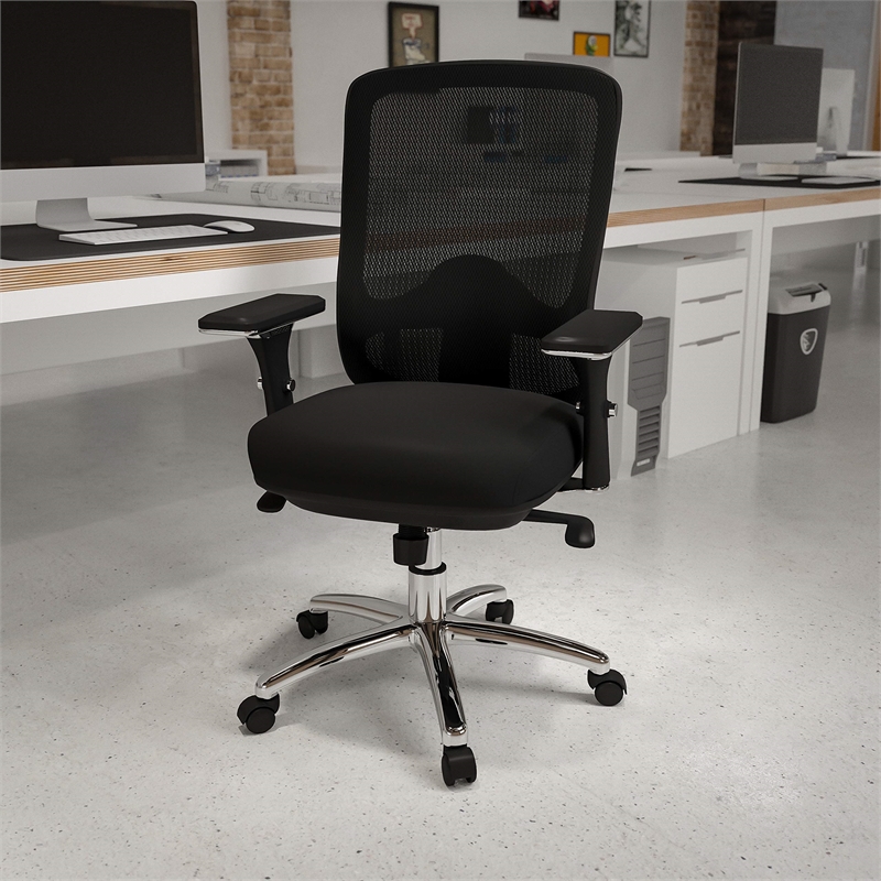 Scranton & Co Big and Tall Fabric Swivel Office Chair in Black