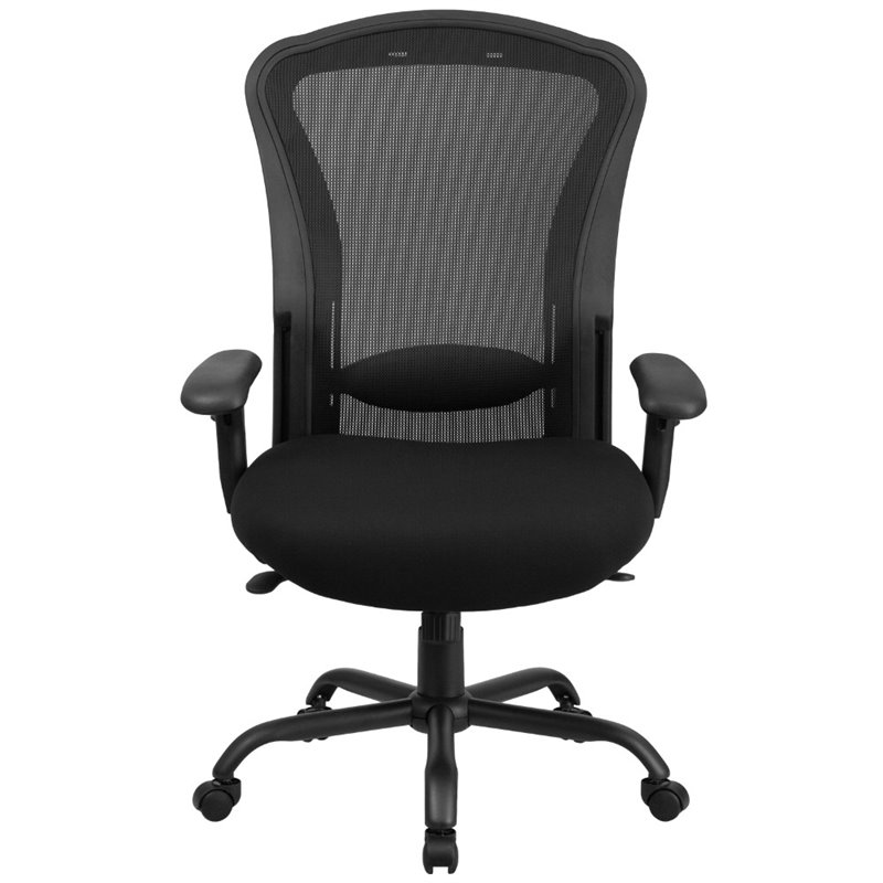 Scranton & Co Big and Tall Fabric Swivel Chair in Black