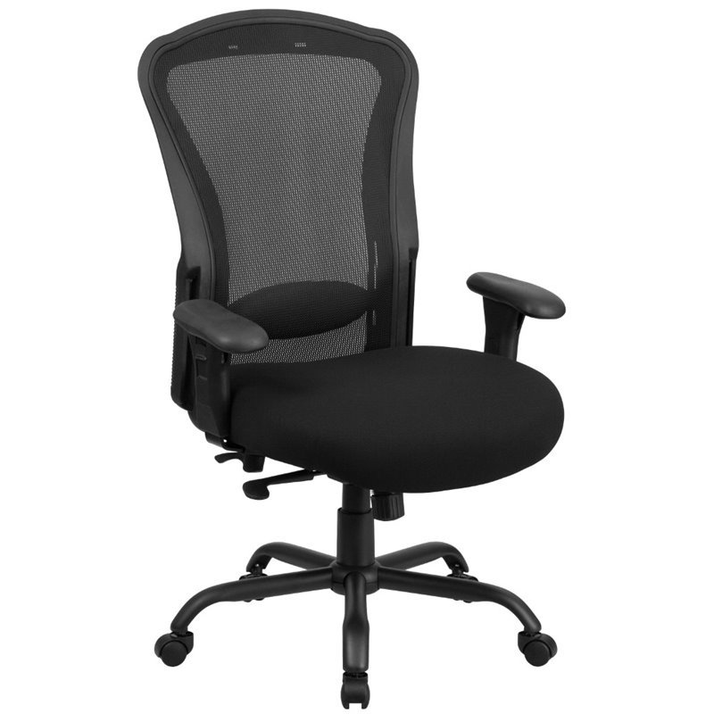 Scranton & Co Big and Tall Fabric Swivel Chair in Black