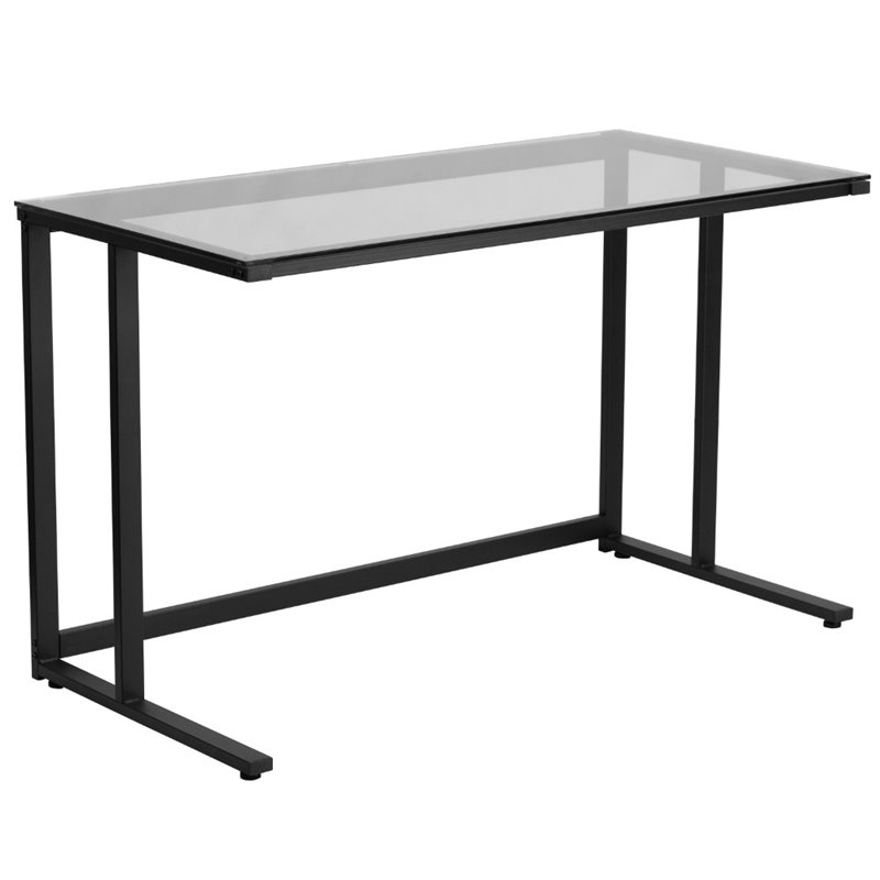 Scranton & Co Glass Top Writing Desk in Black