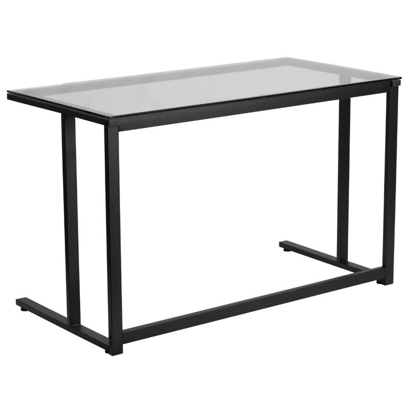 Scranton & Co Glass Top Writing Desk in Black