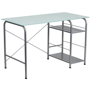 Scranton & Co Glass Top Home Office Desk in Silver