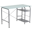 Scranton & Co Glass Top Home Office Desk in Silver
