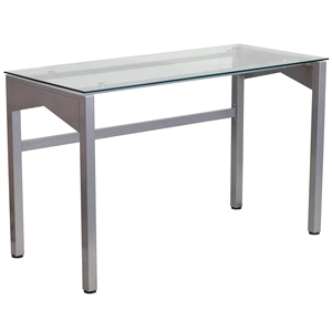 Scranton & Co Glass Top Writing Desk in Silver