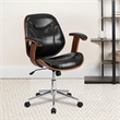 Scranton & Co Leather Swivel Office Chair in Black and Walnut