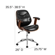 Scranton & Co Leather Swivel Office Chair in Black and Walnut