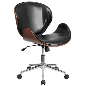Scranton & Co Contemporary Faux Leather Swivel Office Chair in Black