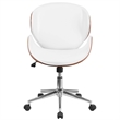 Scranton & Co Leather Swivel Office Chair in White and Walnut