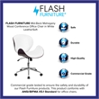 Scranton & Co Leather Swivel Office Chair in White and Mahogany
