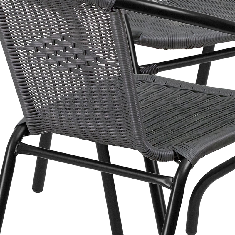 Scranton & Co 5 Piece Round Patio Dining Set in Black and Gray