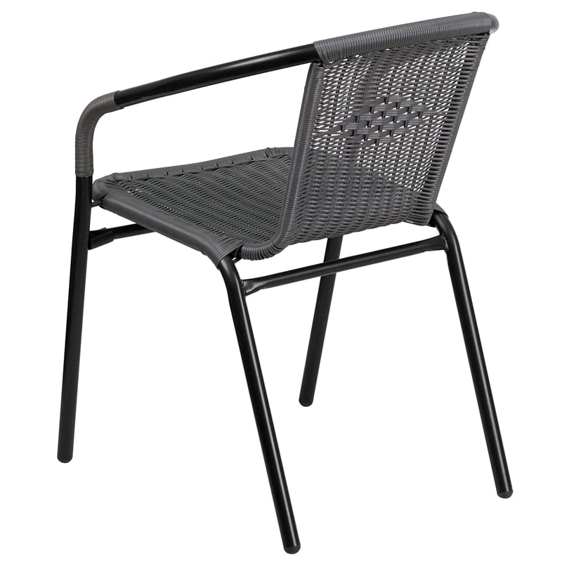 Scranton & Co 5 Piece Round Patio Dining Set in Black and Gray