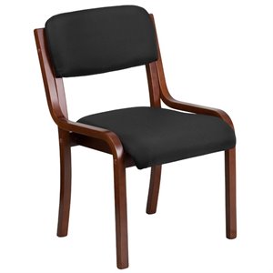 scranton & co fabric side chair in black and walnut