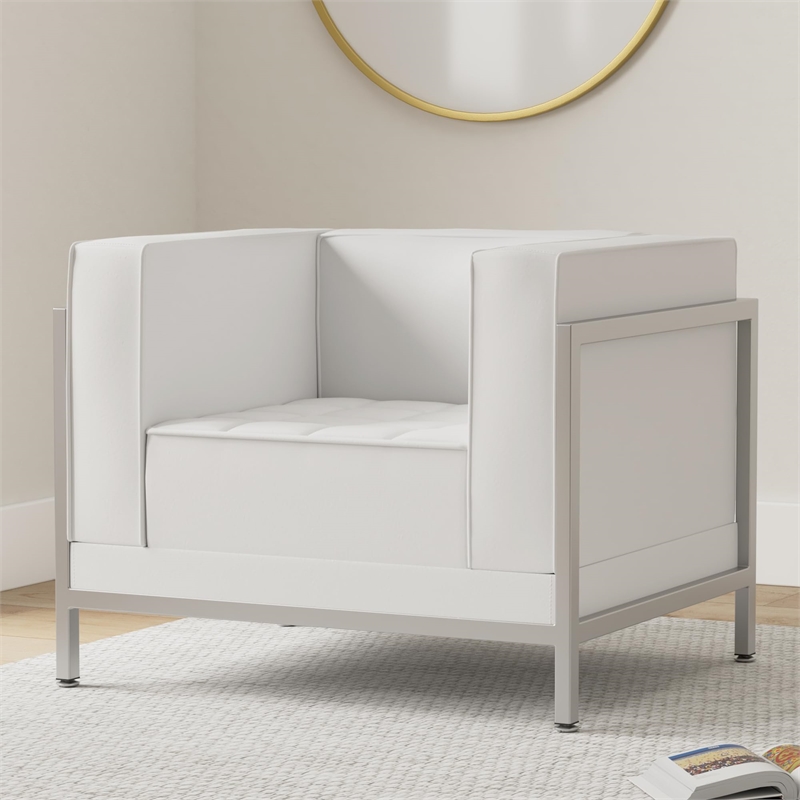 Scranton & Co Leather Reception Chair in White