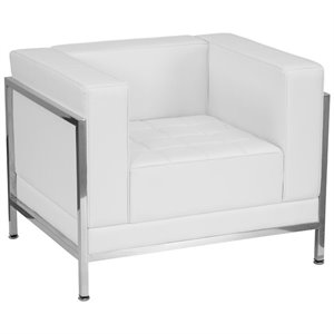scranton & co leather reception chair in white