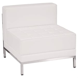 Scranton & Co Armless Leather Reception Chair in White