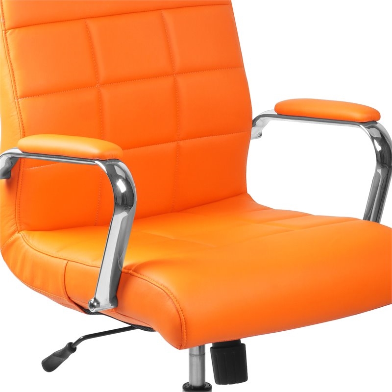 Scranton & Co Contemporary Vinyl Mid Back Swivel Office Chair in Orange