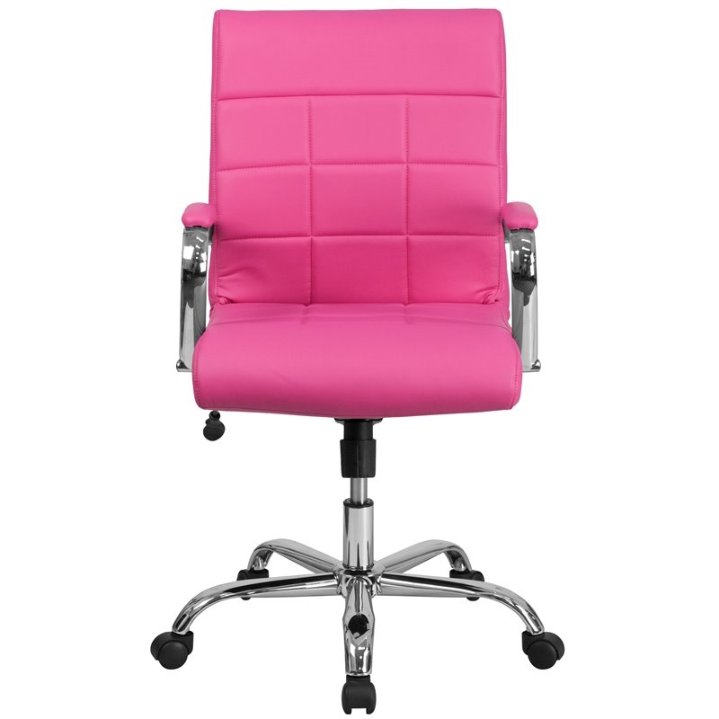 Scranton & Co Contemporary Vinyl Mid Back Swivel Office Chair in Pink