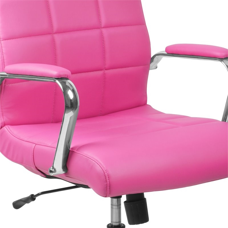 Scranton & Co Contemporary Vinyl Mid Back Swivel Office Chair in Pink