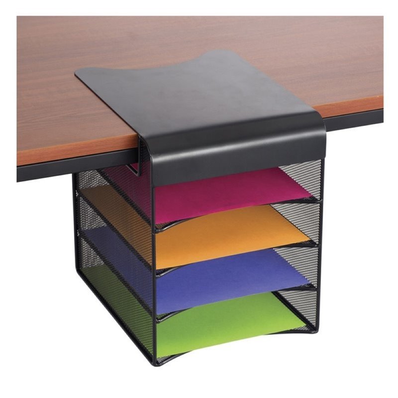 Scranton & Co Solid Top Horizontal Hanging Desk Organizer in Black