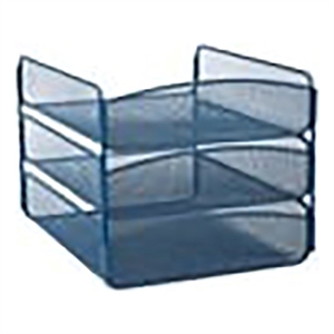 Scranton & Co 3-Tray Steel Metal Desk Organizer in Blue Finish