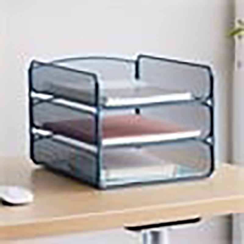 Scranton & Co 3-Tray Steel Metal Desk Organizer in Blue Finish