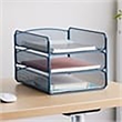 Scranton & Co 3-Tray Steel Metal Desk Organizer in Blue Finish