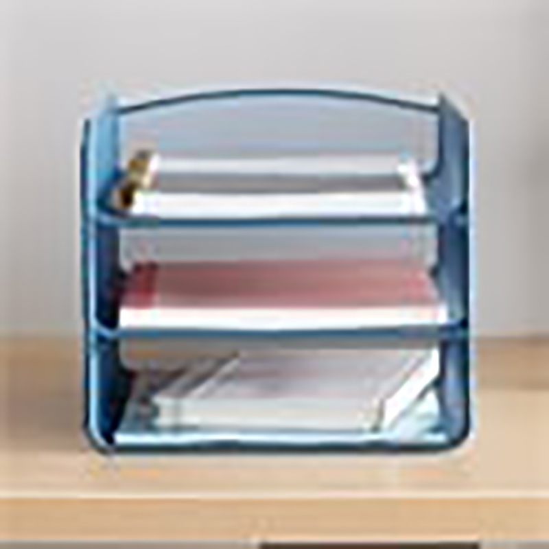 Scranton & Co 3-Tray Steel Metal Desk Organizer in Blue Finish