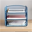 Scranton & Co 3-Tray Steel Metal Desk Organizer in Blue Finish