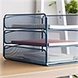 Scranton & Co 3-Tray Steel Metal Desk Organizer in Blue Finish