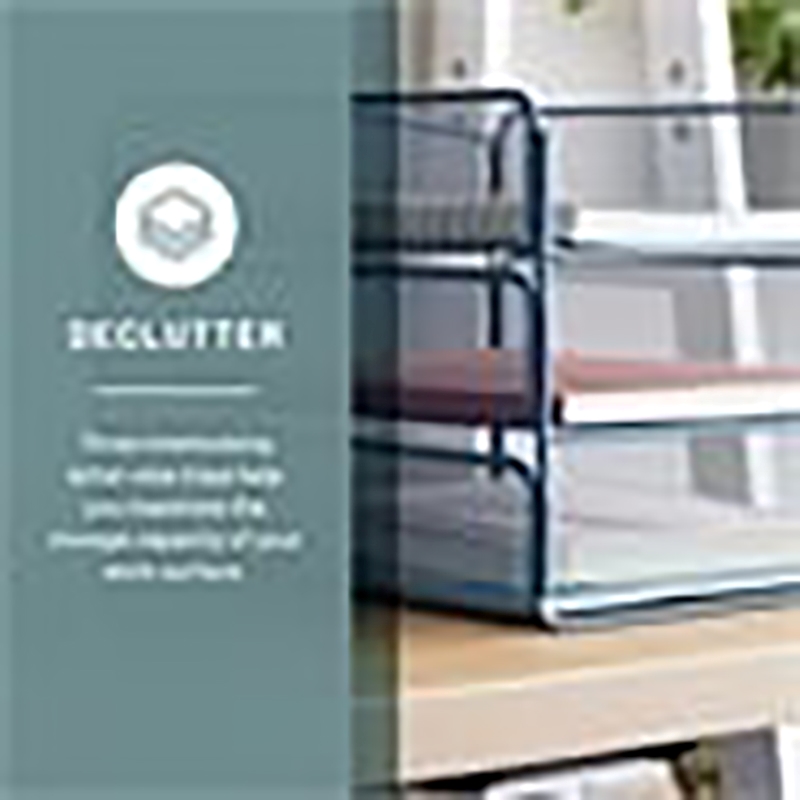 Scranton & Co 3-Tray Steel Metal Desk Organizer in Blue Finish