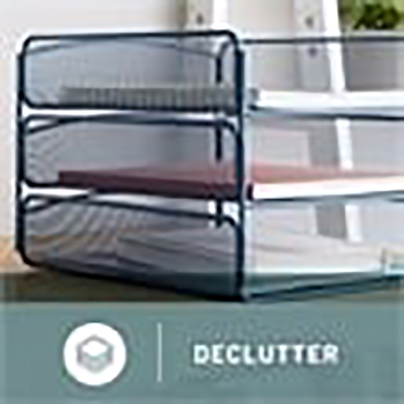 Scranton & Co 3-Tray Steel Metal Desk Organizer in Blue Finish