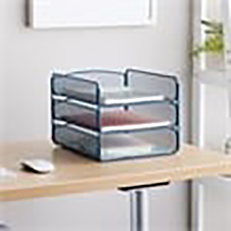 Scranton & Co 3-Tray Steel Metal Desk Organizer in Blue Finish