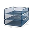 Scranton & Co 3-Tray Steel Metal Desk Organizer in Blue Finish
