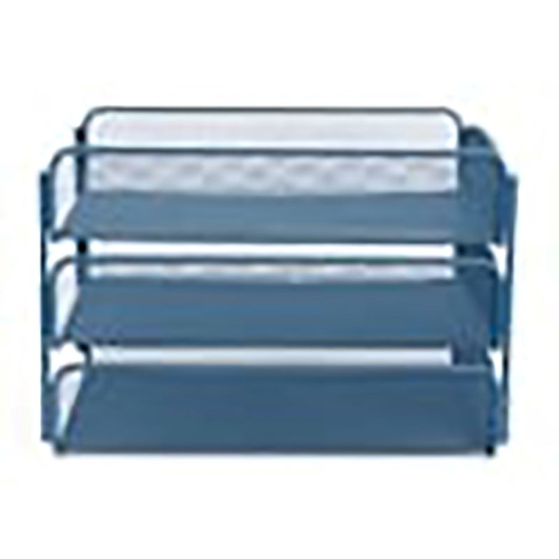 Scranton & Co 3-Tray Steel Metal Desk Organizer in Blue Finish