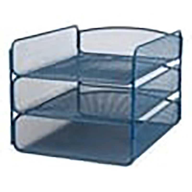 Scranton & Co 3-Tray Steel Metal Desk Organizer in Blue Finish