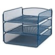 Scranton & Co 3-Tray Steel Metal Desk Organizer in Blue Finish