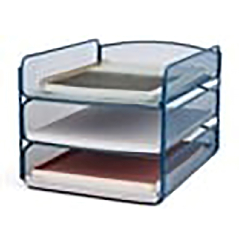 Scranton & Co 3-Tray Steel Metal Desk Organizer in Blue Finish