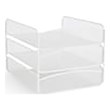 Scranton & Co Steel Metal Desk Organizer with 3 Interlocking Trays in White