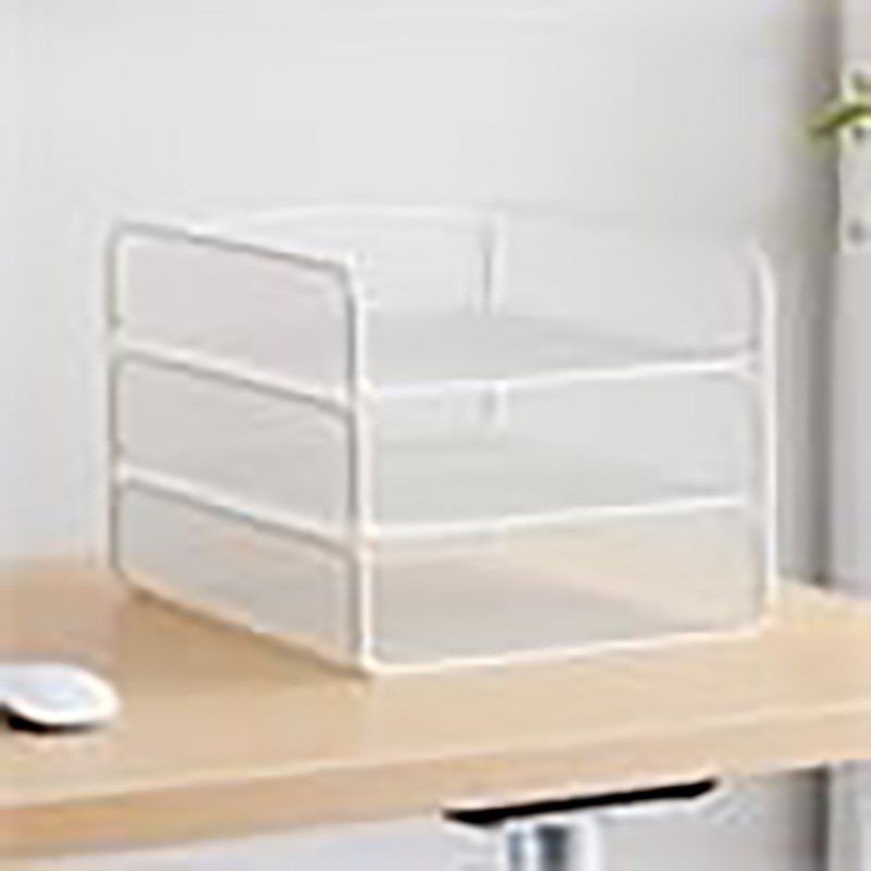 Scranton & Co Steel Metal Desk Organizer with 3 Interlocking Trays in White