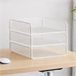 Scranton & Co Steel Metal Desk Organizer with 3 Interlocking Trays in White