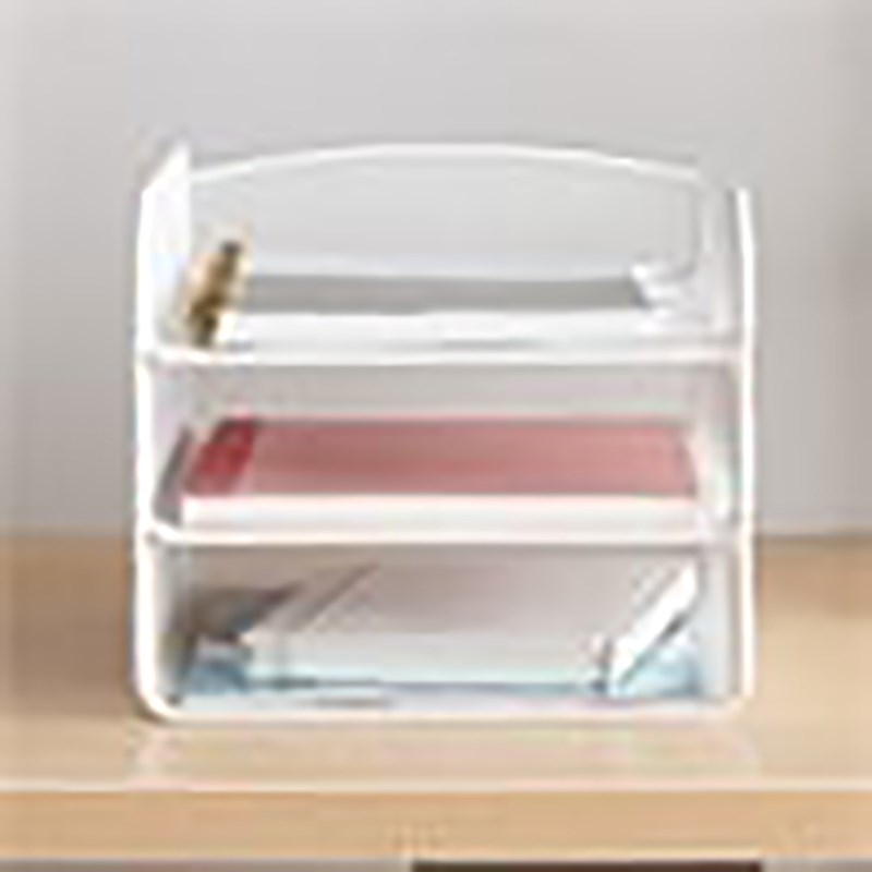 Scranton & Co Steel Metal Desk Organizer with 3 Interlocking Trays in White
