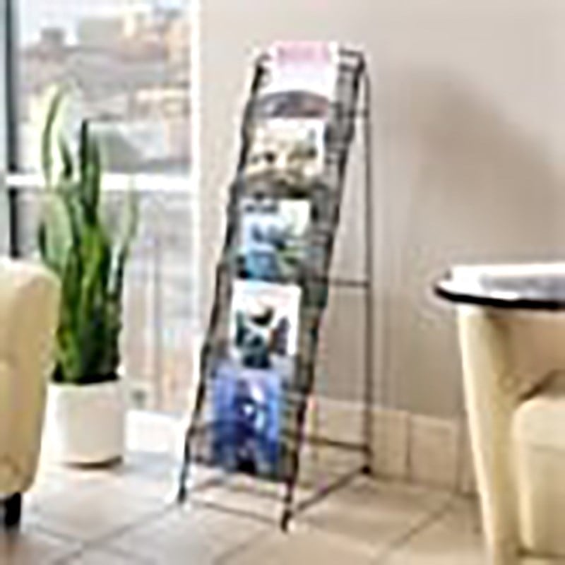 Scranton & Co 5-Pocket Steel Metal Floor Magazine Rack in Black