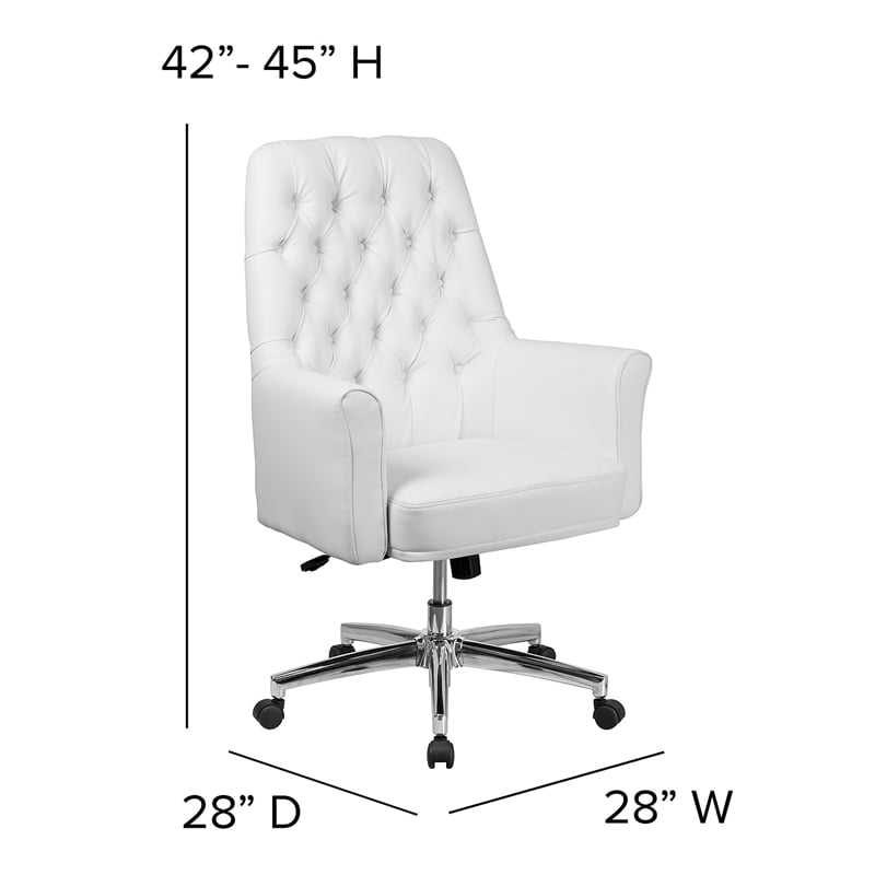 Scranton & Co Traditional Faux Leather Mid Back Swivel Office Chair in White