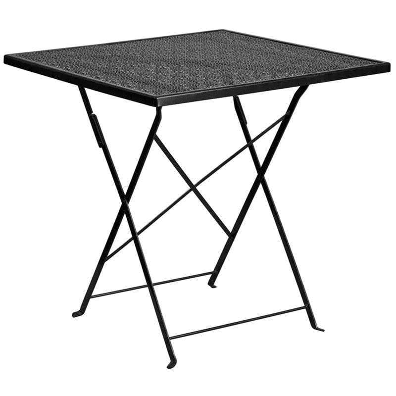 Scranton & Co Square Metal Folding Patio Dining Table in Black