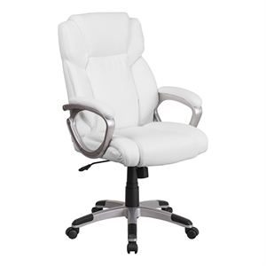 scranton & co contemporary faux leather mid-back executive chair in white