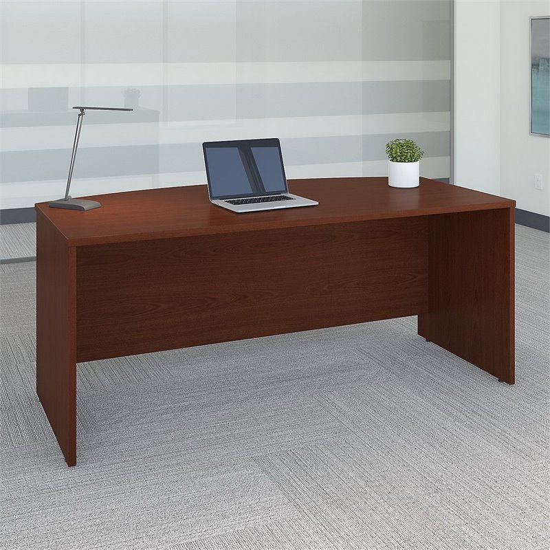 Scranton & Co Laminate Mahogany Desk Bow Front 72