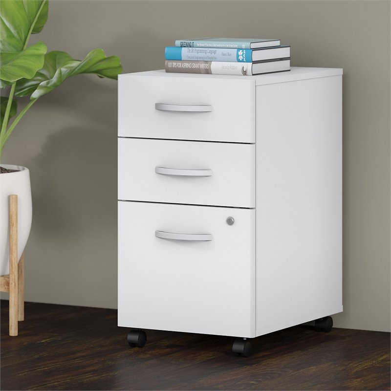 Scranton & Co Laminate White File Cabinet Mobile 3 Drawer 27.87