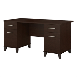 Scranton & Co 60&quot Transitional Wood Office Desk in Mocha Cherry